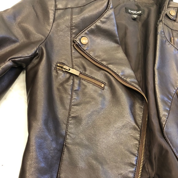 Bebe dark brown faux leather jacket size small - Picture 4 of 5